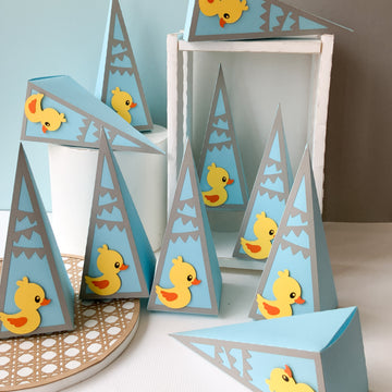 Pinfliers Duck Theme 1st Birthday Decoration for Boys,Girls|Unique Baby Shower Function,Announcement Return Favours|Paper Box|Birthday Table Decoration Items|10Birthday Favor Boxes for Kids|Multicolor